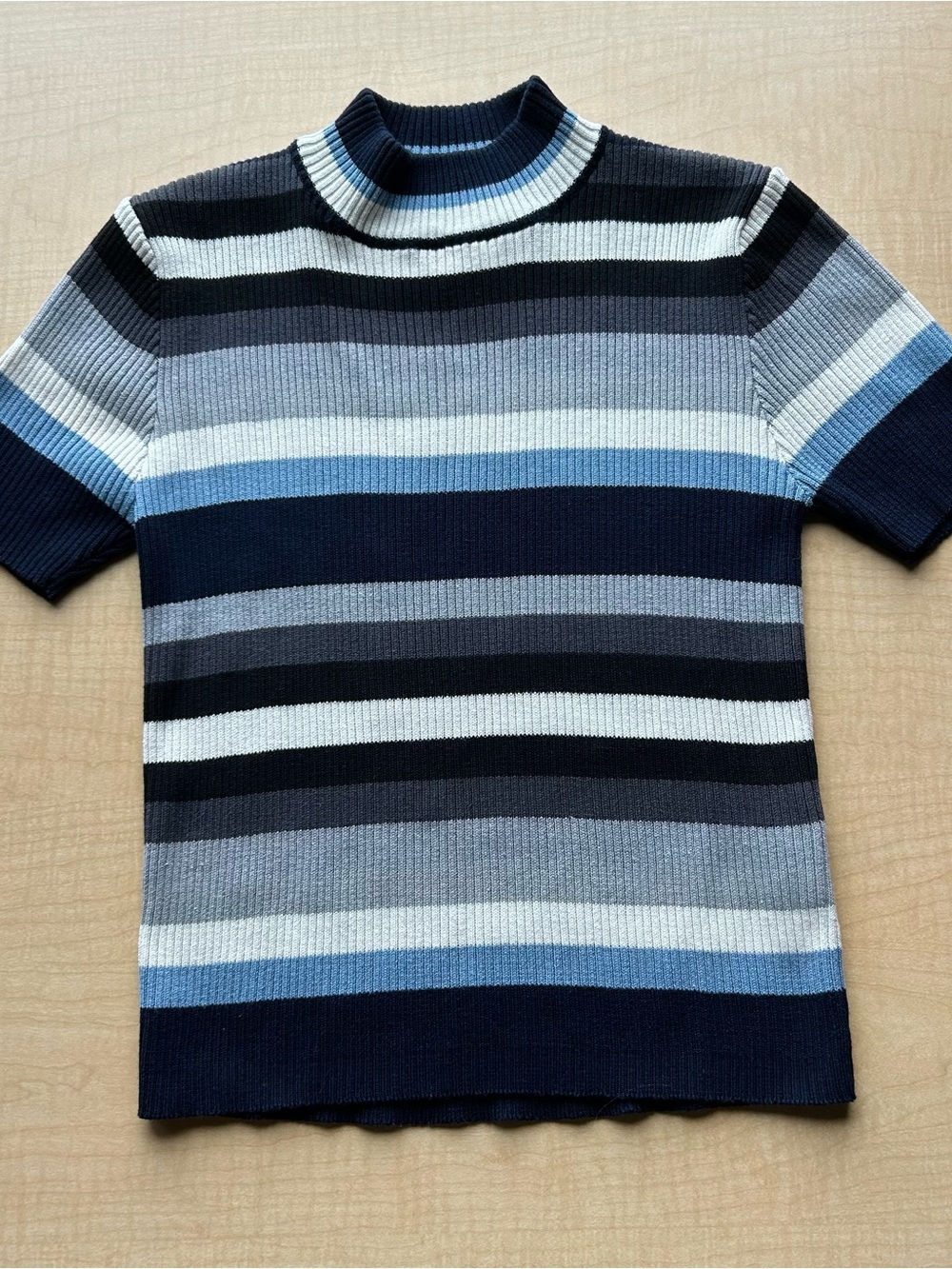 Vintage Y2K Unionbay Striped Ribbed Mock Neck Top - Junior's Large (Fits XS/S)